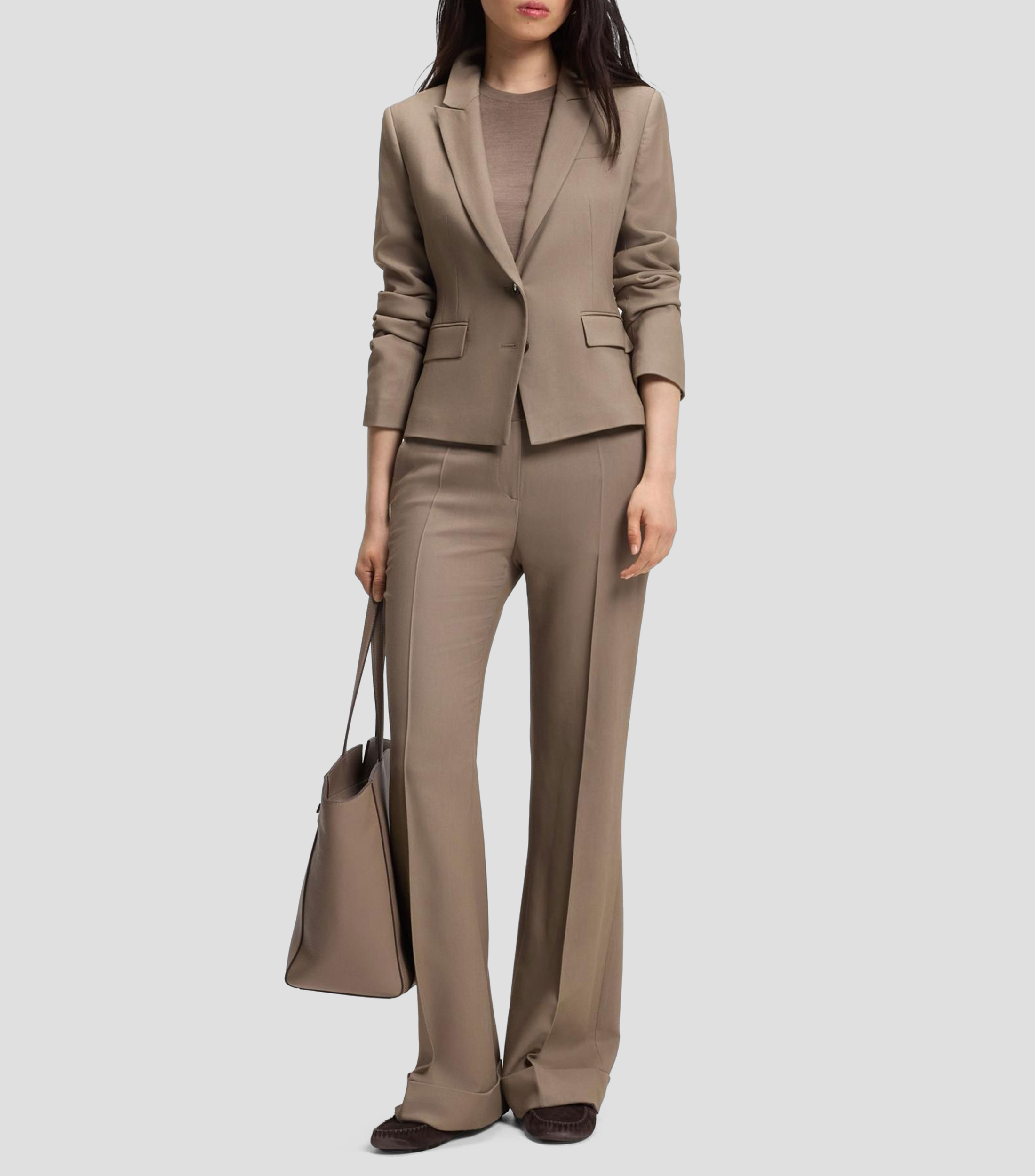 Saco slim de tejido de gabardina elástico Mujer